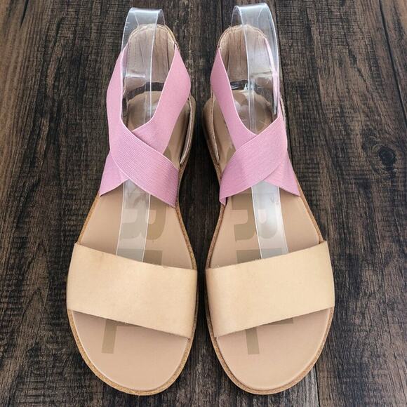Sorel Ella II Strappy Leather Flat Sandal Vacation Cruise Size 8.5 Tan Pink - Picture 3 of 16